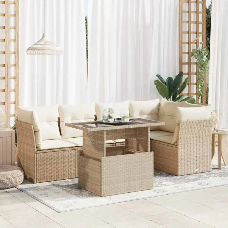 Gezellige tuinset met beige materiaal en gepoedercoat staal afmetingen - beige en crèmekleurig / met opbergruimte