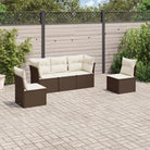 Gezellige tuinset met beige materiaal en gepoedercoat staal afmetingen - Bruin en crème / Zonder tafel - Tuinsets