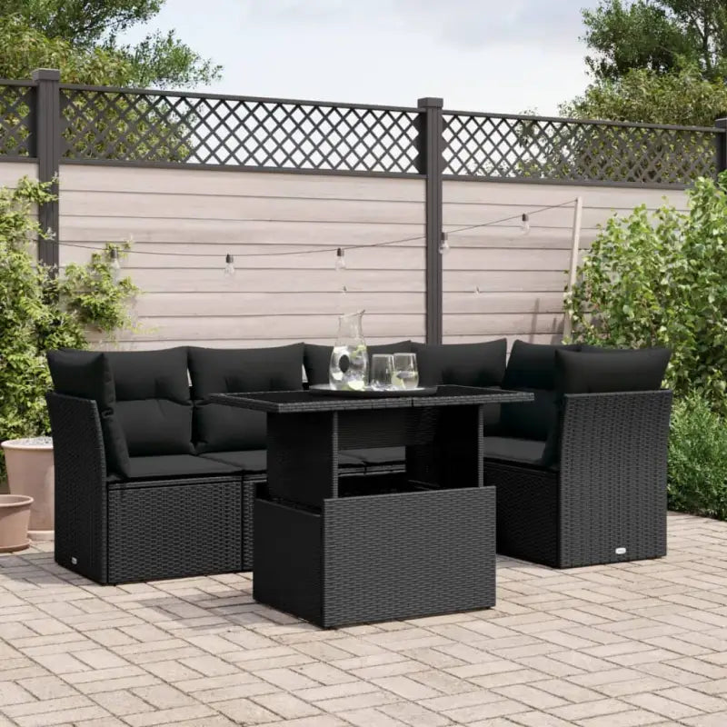 Gezellige tuinset met beige materiaal en gepoedercoat staal afmetingen - Zwart / zonder opbergruimte - Tuinsets