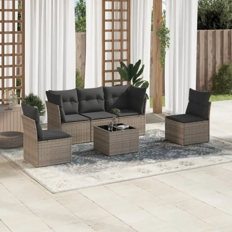 Gezellige tuinset met beige materiaal en gepoedercoat staal afmetingen - Grijs / Met tafel - Tuinsets