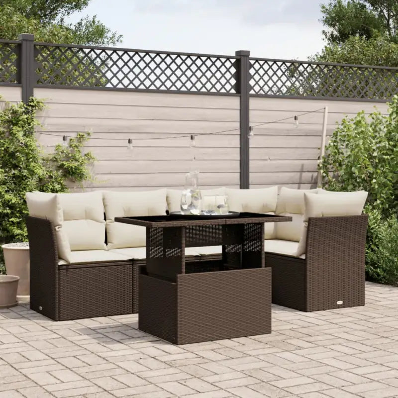 Gezellige tuinset met beige materiaal en gepoedercoat staal afmetingen - Bruin en crème / zonder opbergruimte - Tuinsets