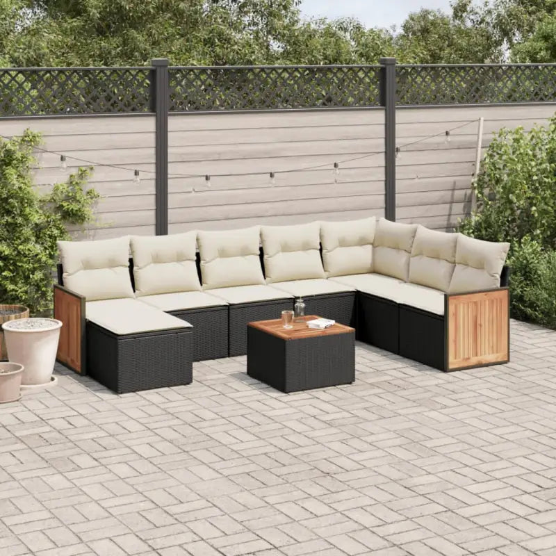 Gezellige tuinsets met beige materiaal en gepoedercoat staal afmetingen - Zwart en crème / Met tafel - Tuinsets