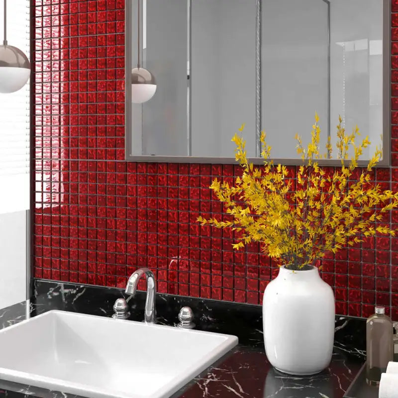 Glazen muur- en plafondtegels voor een elegante woonruimte - Rood / 11 - Muur- & plafondtegels