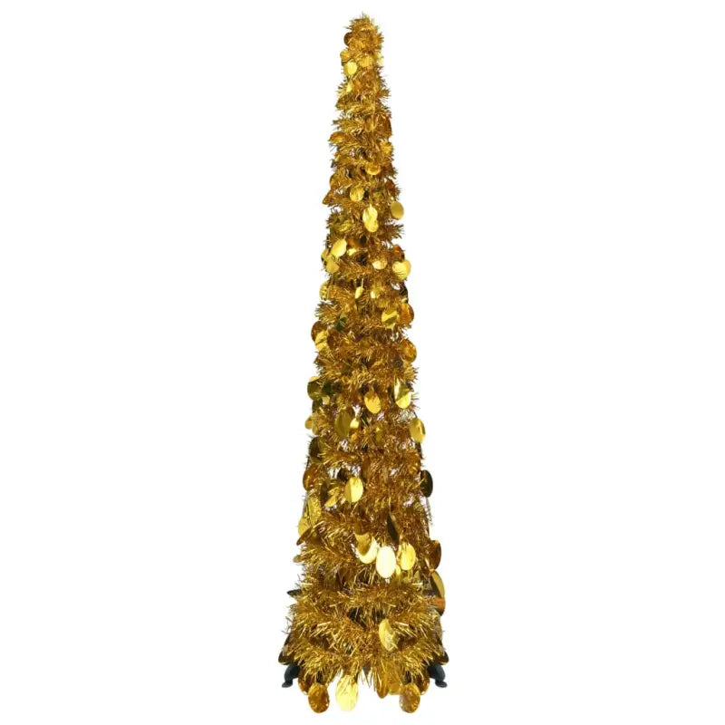 Glinsterende zwarte opvouwbare kerstboom van PET - Goud / 120 x 25 cm / 1 - Kerstbomen