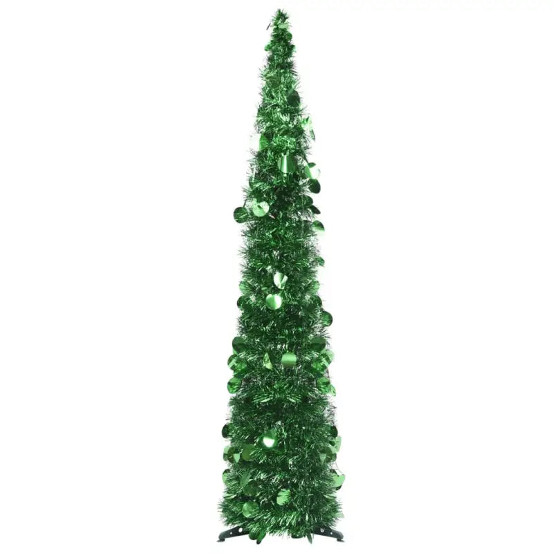 Glinsterende zwarte opvouwbare kerstboom van PET - Groen / 120 x 25 cm / 1 - Kerstbomen