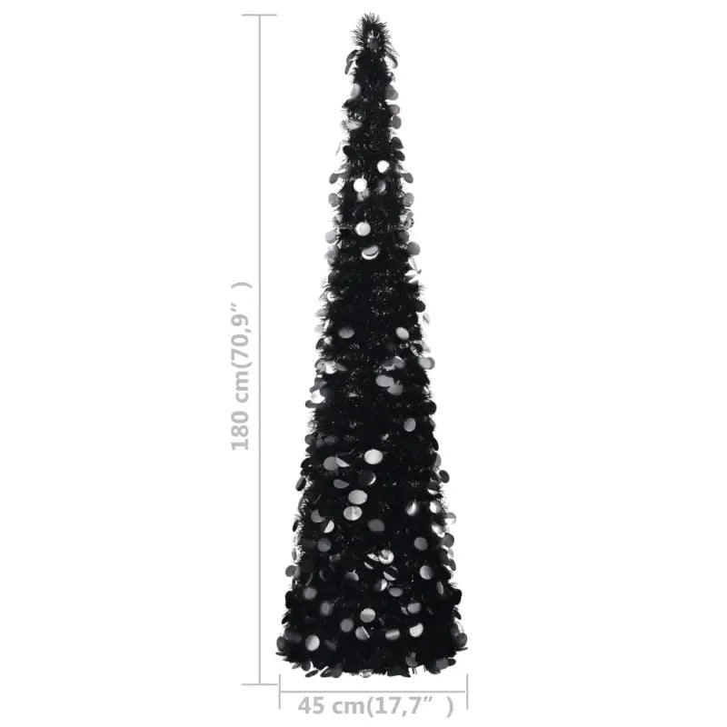 Glinsterende zwarte opvouwbare kerstboom van PET - Kerstbomen