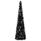 Glinsterende zwarte opvouwbare kerstboom van PET - Zwart / 180 x 45 cm / 1 - Kerstbomen
