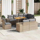 Grijs materiaal loungeset van gepoedercoat staal voor buitengebruik - beige en lichtgrijs / 5x hoek + Tafel + 3x midden