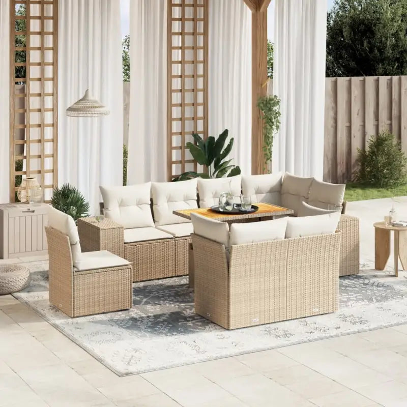 Grijs materiaal loungeset van gepoedercoat staal voor buitengebruik - beige en crèmekleurig / 3x midden + 5x hoek