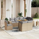 Grijs materiaal loungeset van gepoedercoat staal voor buitengebruik - beige en lichtgrijs / 3x midden + 5x hoek + Tafel