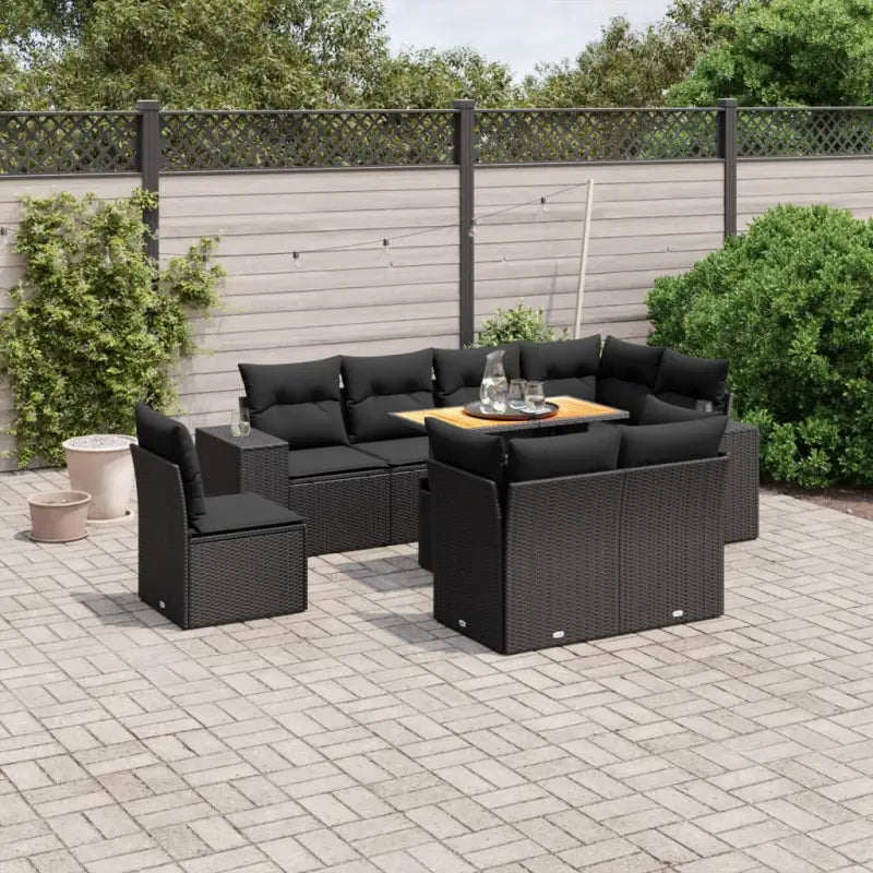 Grijs materiaal loungeset van gepoedercoat staal voor buitengebruik - Zwart / 3x midden + 5x hoek + Tafel - Tuinsets