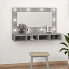 Grijs Sonoma badkamerkaptafel met LED-verlichting en spiegelkast - Grijs sonoma / 1 - Badkamerkaptafels