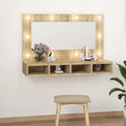 Grijs Sonoma badkamerkaptafel met LED-verlichting en spiegelkast - Sonoma eiken / 1 - Badkamerkaptafels