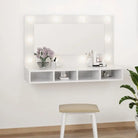 Grijs Sonoma badkamerkaptafel met LED-verlichting en spiegelkast - Hoogglans wit / 1 - Badkamerkaptafels