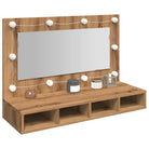 Grijs Sonoma badkamerkaptafel met LED-verlichting en spiegelkast - artisanaal eikenkleurig / 1 - Badkamerkaptafels