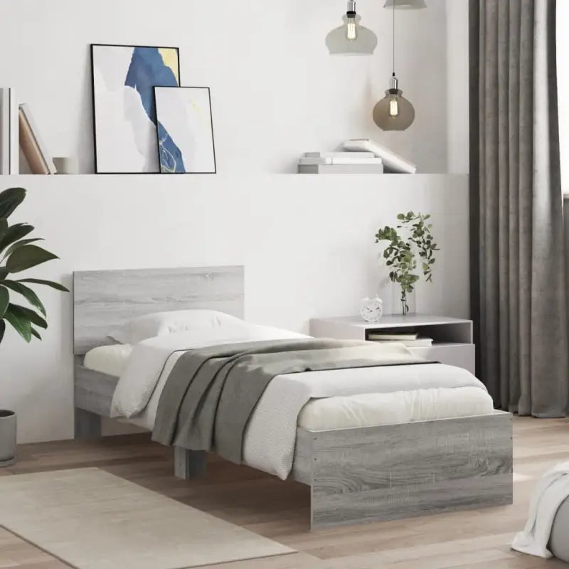 Grijs Sonoma bedframe voor een stabiele en stijlvolle slaapkamer - Grijs sonoma / 90 x 190 cm - Bedden & bedframes