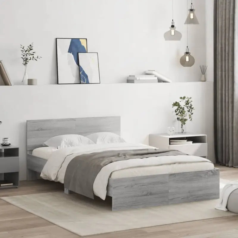 Grijs Sonoma bedframe voor een stabiele en stijlvolle slaapkamer - Grijs sonoma / 135 x 190 cm - Bedden & bedframes