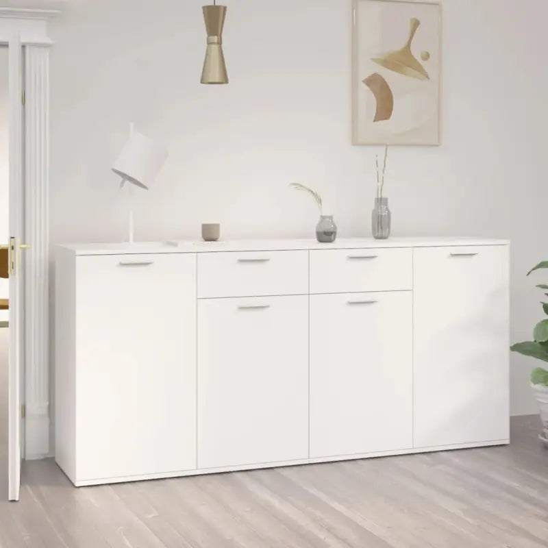 Grijs Sonoma dressoir in bewerkt hout met eenvoudig schoonmaakgemak - Wit / 1 / 160 cm - Dressoirs & buffetkasten