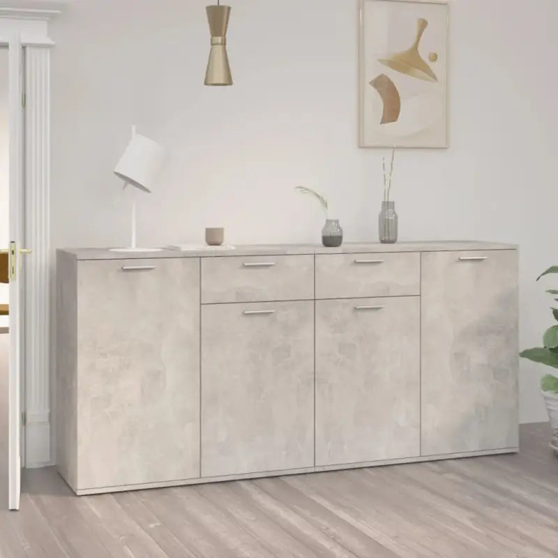 Grijs Sonoma dressoir in bewerkt hout met eenvoudig schoonmaakgemak - Betongrijs / 1 / 160 cm - Dressoirs & buffetkasten