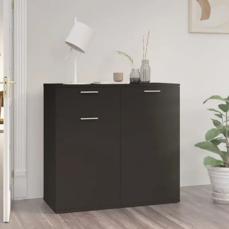 Grijs Sonoma dressoir in bewerkt hout met eenvoudig schoonmaakgemak - Zwart / 1 / 80 cm - Dressoirs & buffetkasten