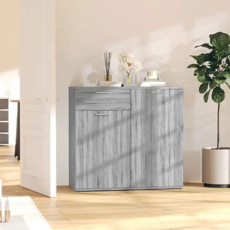 Grijs Sonoma dressoir in bewerkt hout met eenvoudig schoonmaakgemak - Grijs sonoma / 1 / 80 cm - Dressoirs &