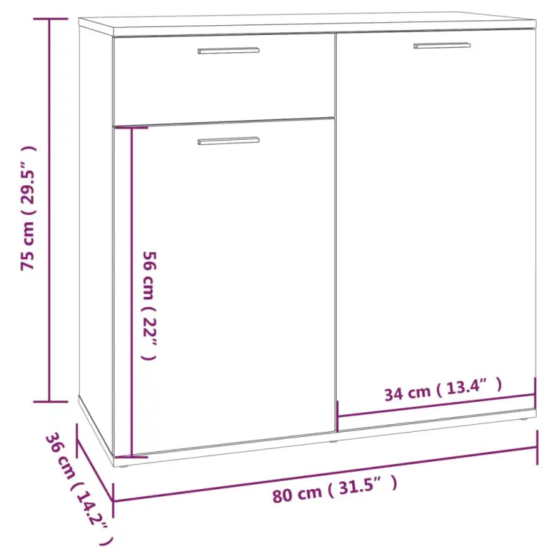 Grijs Sonoma dressoir in bewerkt hout met eenvoudig schoonmaakgemak - Dressoirs & buffetkasten