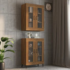 Grijs Sonoma dressoir met bewerkt hout en extra opbergruimte - bruin eikenkleur / 1 - Dressoirs & buffetkasten
