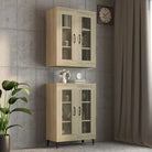 Grijs Sonoma dressoir met bewerkt hout en extra opbergruimte - Sonoma eiken / 1 - Dressoirs & buffetkasten