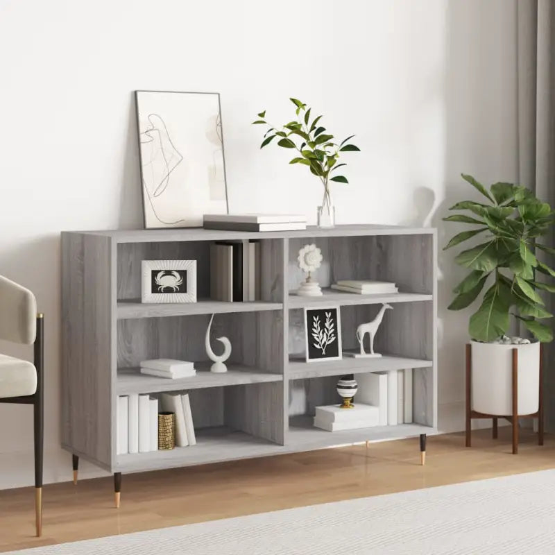 Grijs Sonoma dressoir met bewerkt hout en ijzeren poten - Grijs sonoma / 1 - Dressoirs & buffetkasten