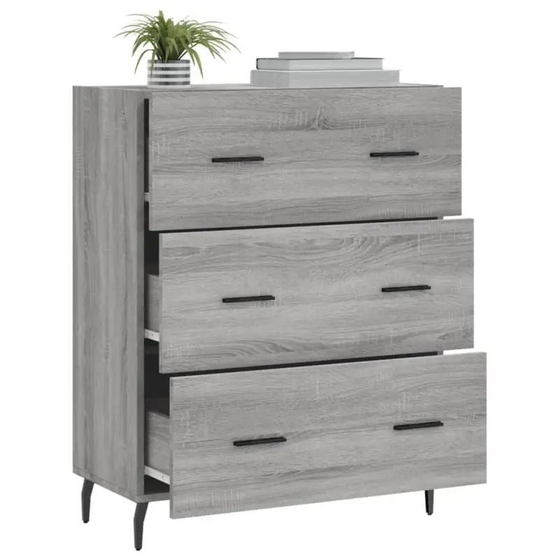 Grijs Sonoma dressoir met metalen pootjes en bewerkt hout - Dressoirs & buffetkasten