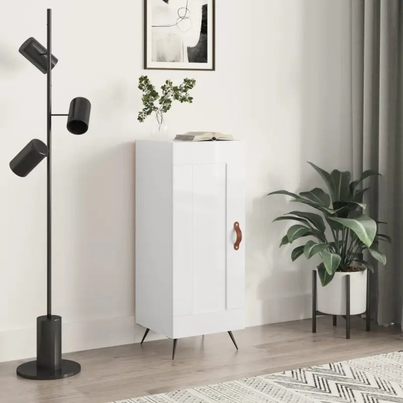 Grijs Sonoma dressoir met metalen poten en bewerkt hout - Hoogglans wit / 1 - Dressoirs & buffetkasten