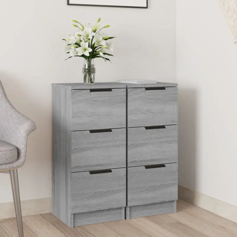 Grijs Sonoma dressoir van bewerkt hout met eenvoudig ontwerp - Dressoirs & buffetkasten