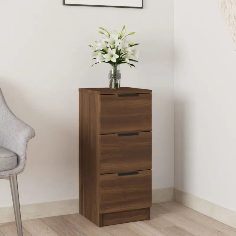 Grijs Sonoma dressoir van bewerkt hout met eenvoudig ontwerp - bruin eikenkleur / 1 - Dressoirs & buffetkasten