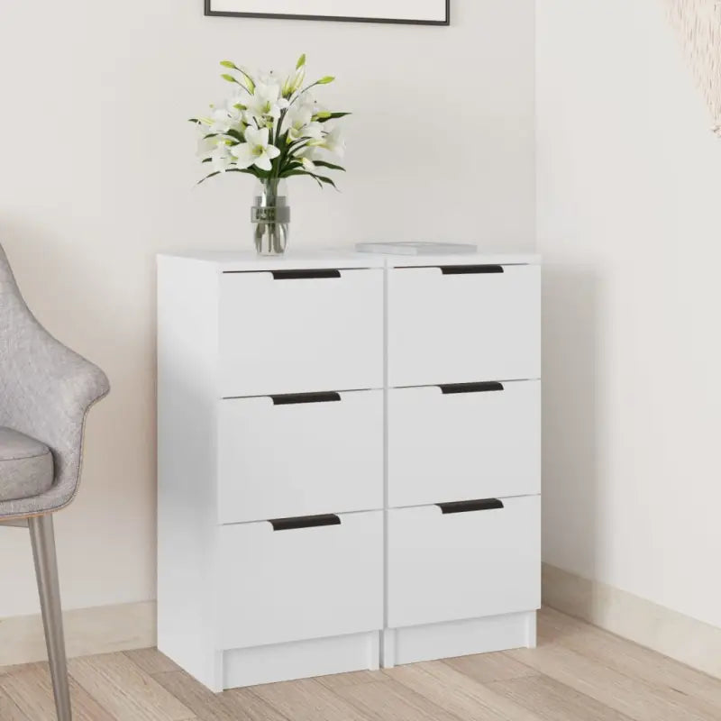 Grijs Sonoma dressoir van bewerkt hout met eenvoudig ontwerp - Wit / 2 - Dressoirs & buffetkasten