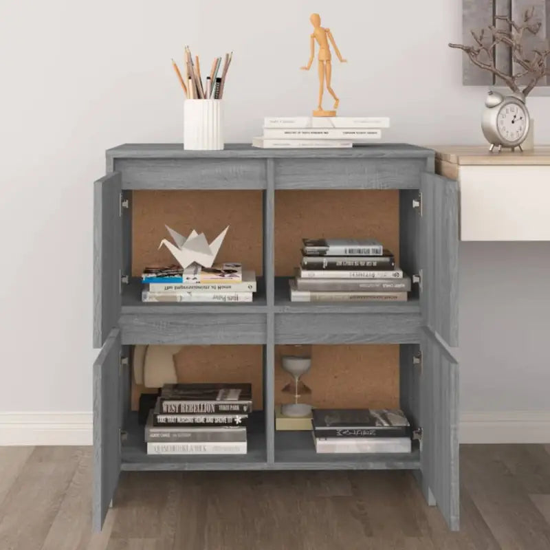 Grijs Sonoma dressoir van bewerkt hout met minimalistisch ontwerp - Dressoirs & buffetkasten