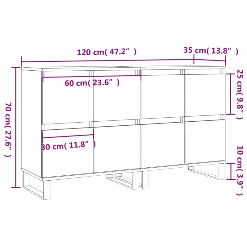 Grijs Sonoma Dressoir van bewerkt hout met tijdloze uitstraling - Dressoirs & buffetkasten