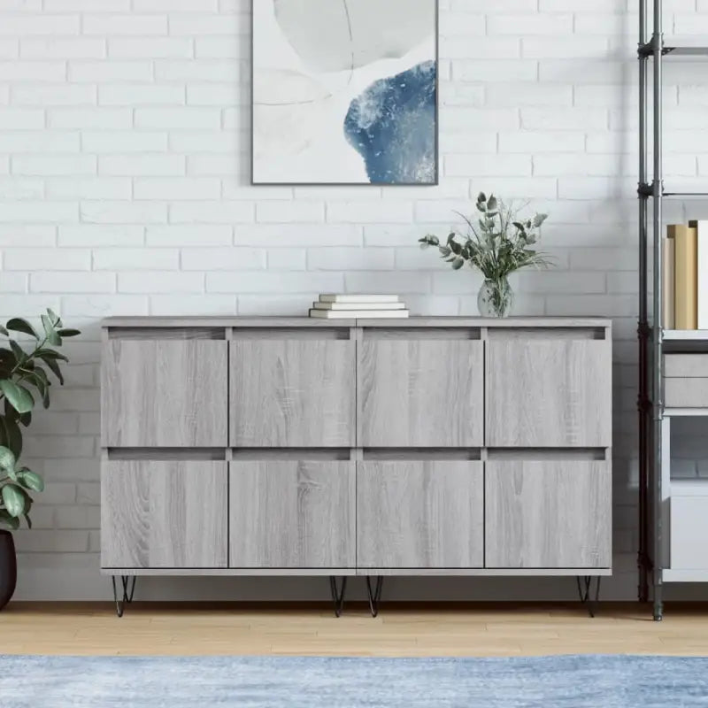 Grijs Sonoma Dressoir van bewerkt hout met tijdloze uitstraling - Grijs sonoma / 2 - Dressoirs & buffetkasten
