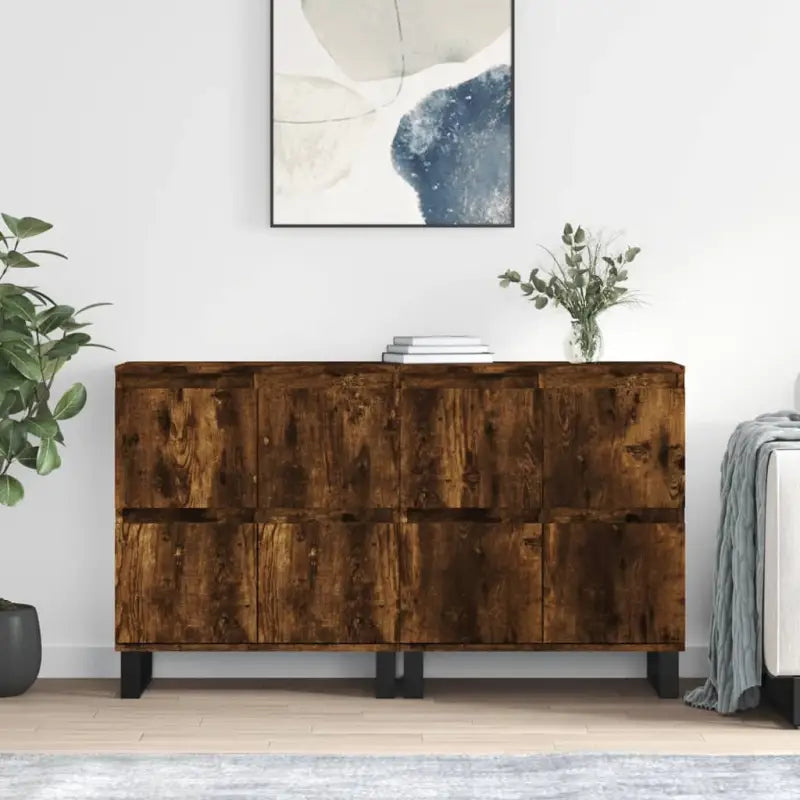 Grijs Sonoma Dressoir van bewerkt hout met tijdloze uitstraling - Gerookt eiken / 2 - Dressoirs & buffetkasten