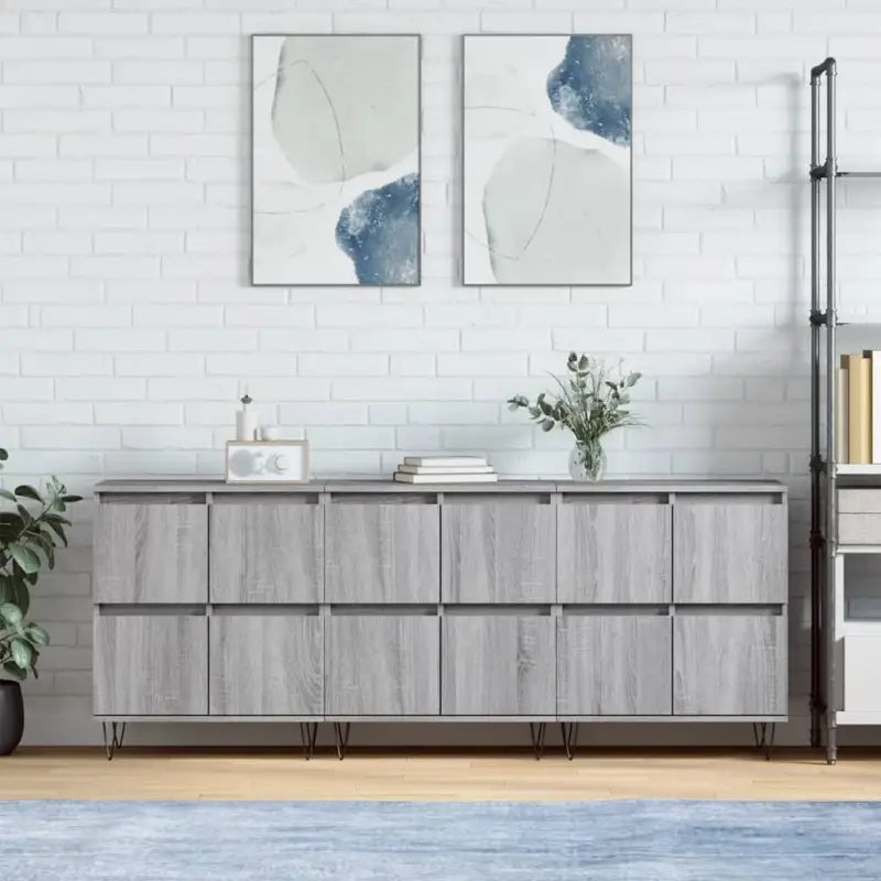 Grijs Sonoma Dressoir van bewerkt hout met tijdloze uitstraling - Grijs sonoma / 3 - Dressoirs & buffetkasten