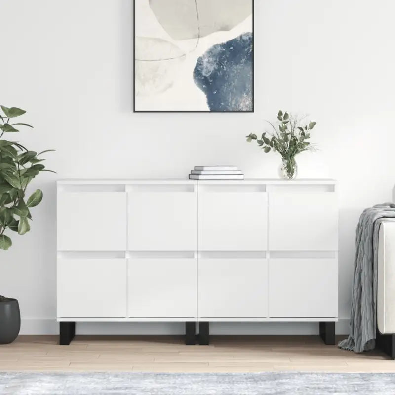 Grijs Sonoma Dressoir van bewerkt hout met tijdloze uitstraling - Hoogglans wit / 2 - Dressoirs & buffetkasten