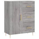 Grijs Sonoma dressoir van bewerkt hout met tijdloze uitstraling - Dressoirs & buffetkasten