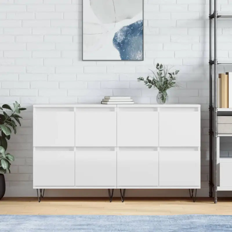 Grijs Sonoma Dressoir van bewerkt hout met tijdloze uitstraling - Hoogglans wit / 2 - Dressoirs & buffetkasten