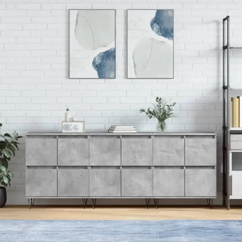 Grijs Sonoma Dressoir van bewerkt hout met tijdloze uitstraling - Betongrijs / 3 - Dressoirs & buffetkasten
