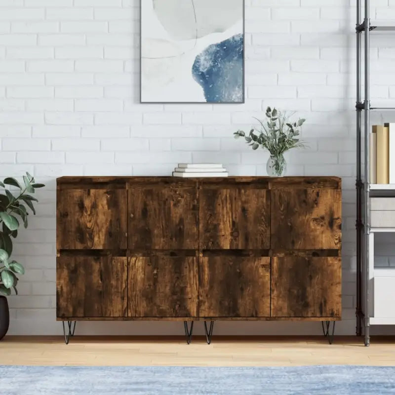 Grijs Sonoma Dressoir van bewerkt hout met tijdloze uitstraling - Gerookt eiken / 2 - Dressoirs & buffetkasten