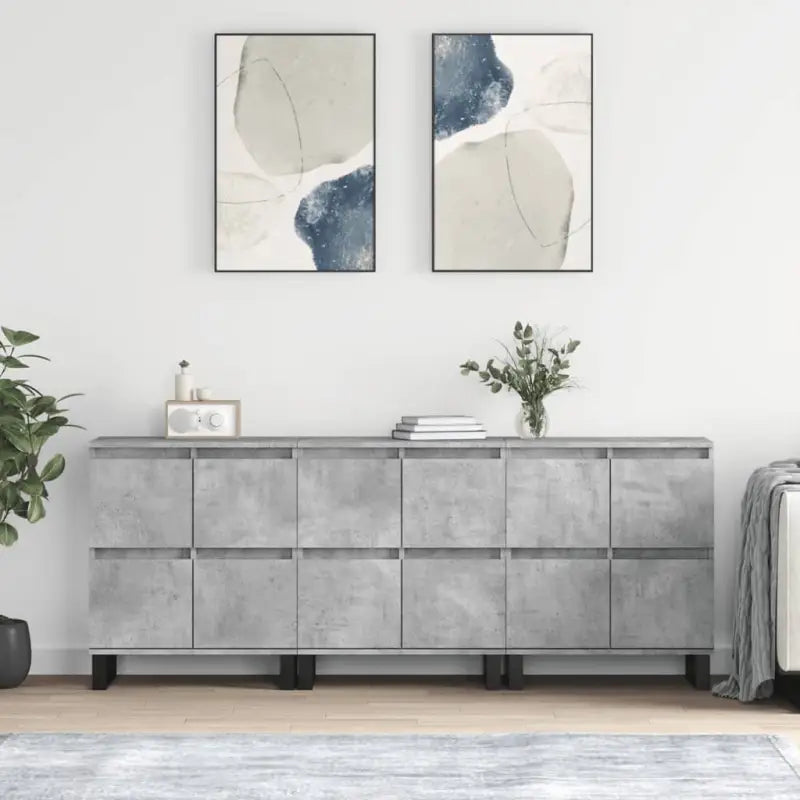Grijs Sonoma Dressoir van bewerkt hout met tijdloze uitstraling - Betongrijs / 3 - Dressoirs & buffetkasten