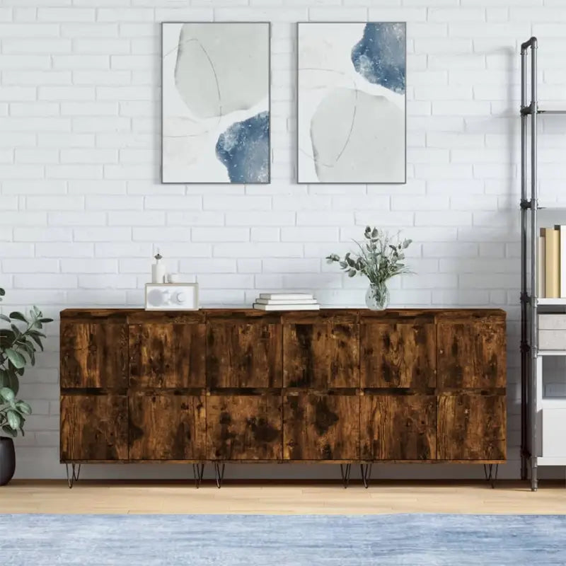 Grijs Sonoma Dressoir van bewerkt hout met tijdloze uitstraling - Gerookt eiken / 3 - Dressoirs & buffetkasten