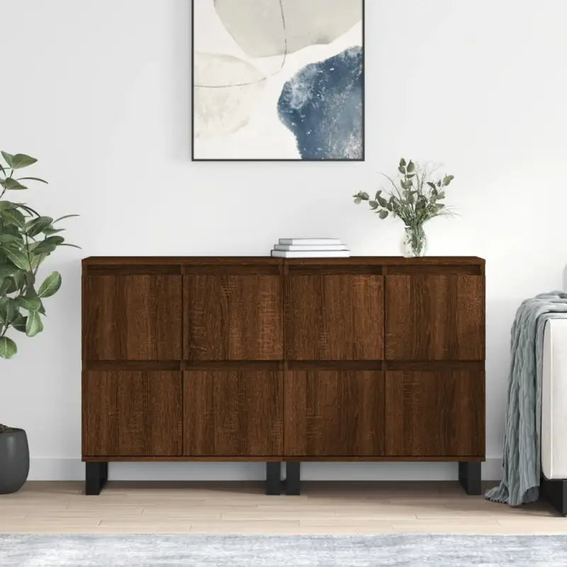Grijs Sonoma Dressoir van bewerkt hout met tijdloze uitstraling - bruin eikenkleur / 2 - Dressoirs & buffetkasten