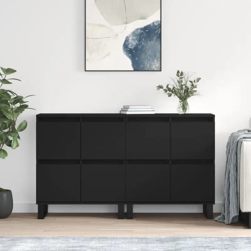 Grijs Sonoma Dressoir van bewerkt hout met tijdloze uitstraling - Zwart / 2 - Dressoirs & buffetkasten