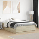 Grijs Sonoma Eiken Bedframe met RGB LED Verlichting - Sonoma eiken / 135 x 190 cm - Bedden & bedframes