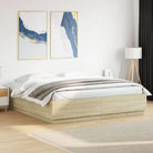 Grijs Sonoma Eiken Bedframe met RGB LED Verlichting - Sonoma eiken / 200 x 200 cm - Bedden & bedframes